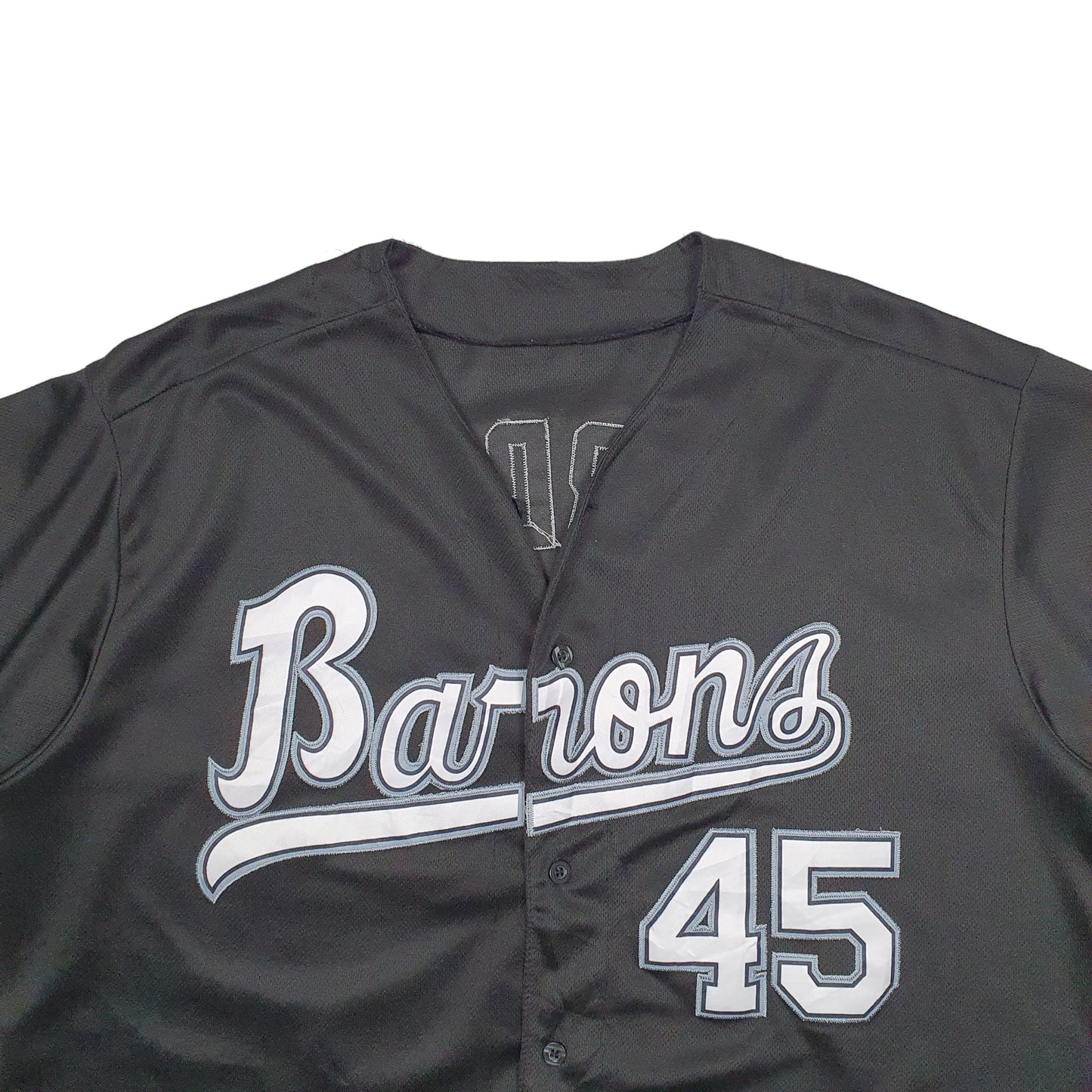 Mens Black Unbranded Baseball Jersey Barrons Spellout Short Sleeve T Shirt