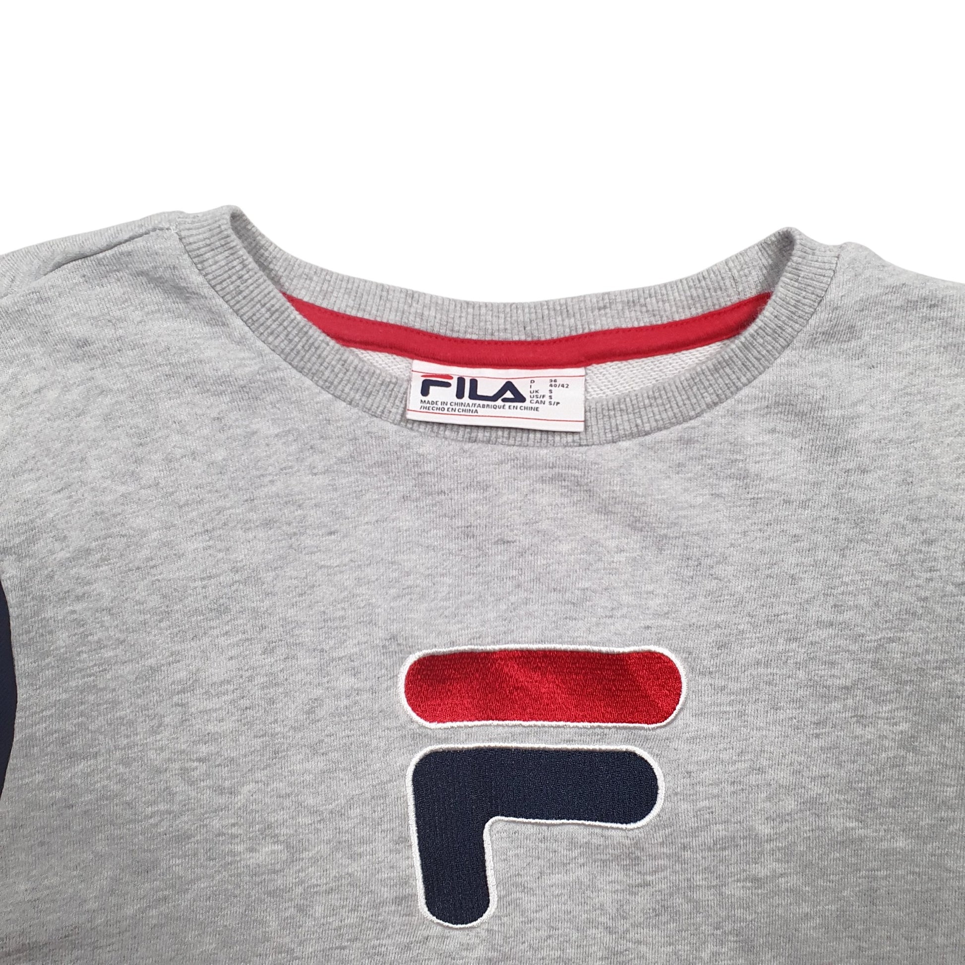 Womens Grey Fila Spellout Crewneck Jumper