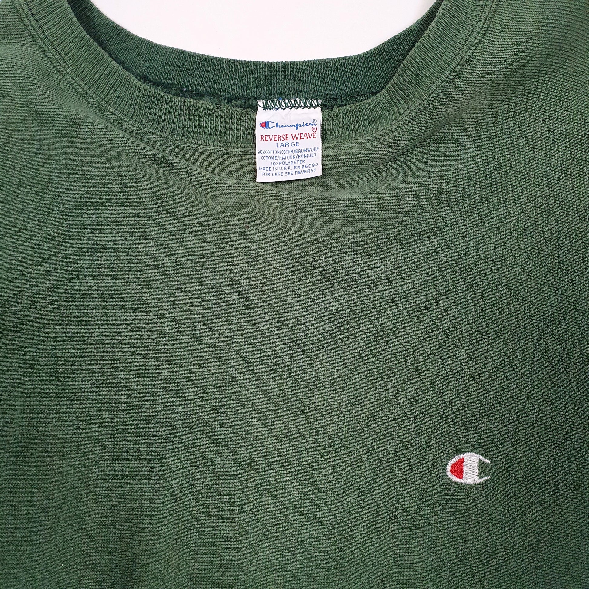 Mens Green Champion Vintage 1980s 90s Made In USA Reverse Weave Crewneck Jumper