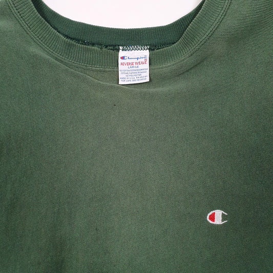 Mens Green Champion Vintage 1980s 90s Made In USA Reverse Weave Crewneck Jumper
