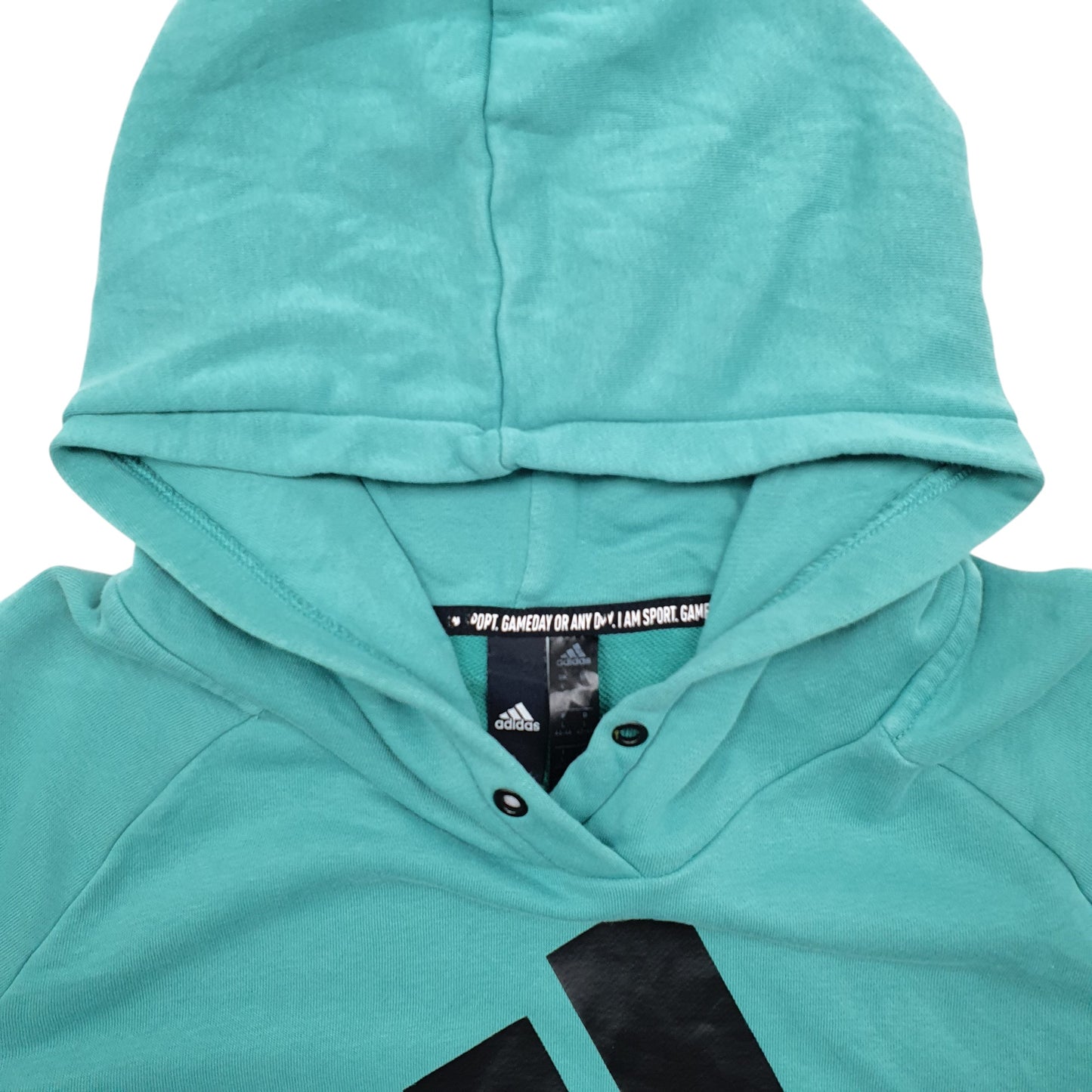 Womens Green Adidas Spellout Hoodie Jumper