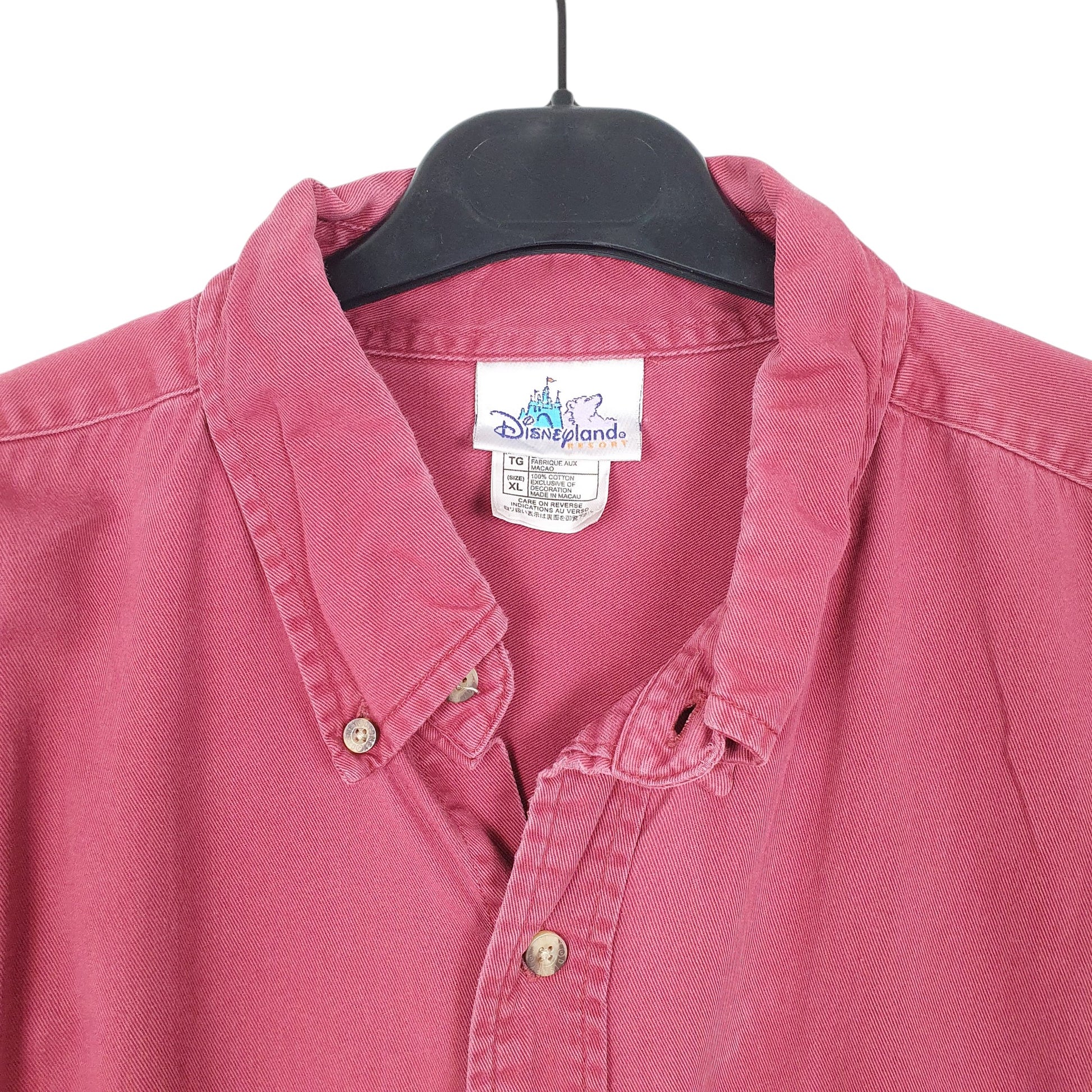 Mens Burgundy Disney Disneyland Overshirt Heavy Long Sleeve Shirt