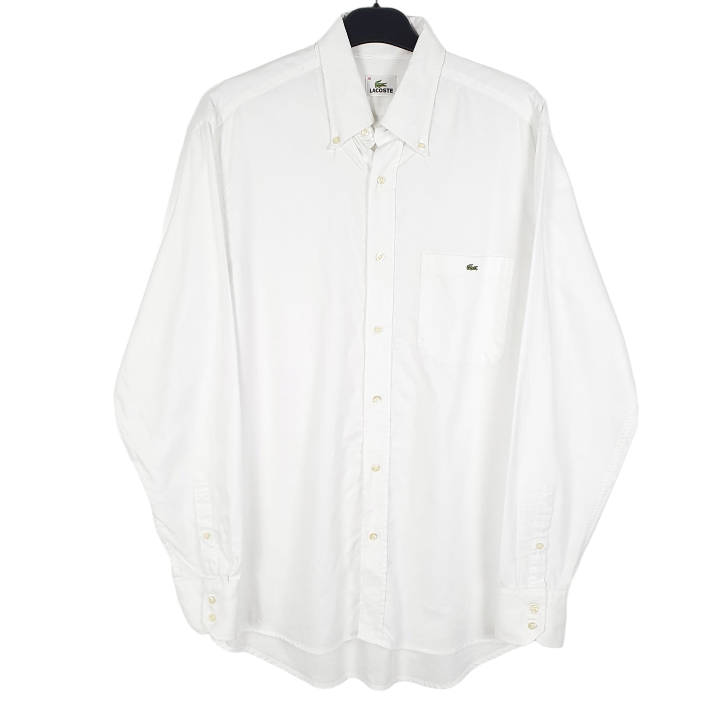 Mens White Lacoste  Long Sleeve Shirt