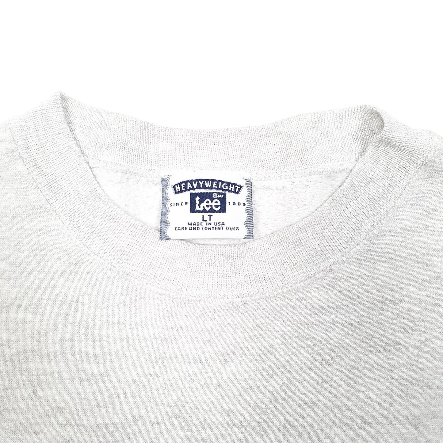 Mens Grey Lee Vintage Heavyweight Made In USA Tall Crewneck Jumper