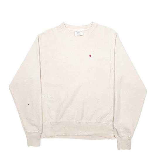 Mens Cream Champion Reverse Weave Crewneck Jumper