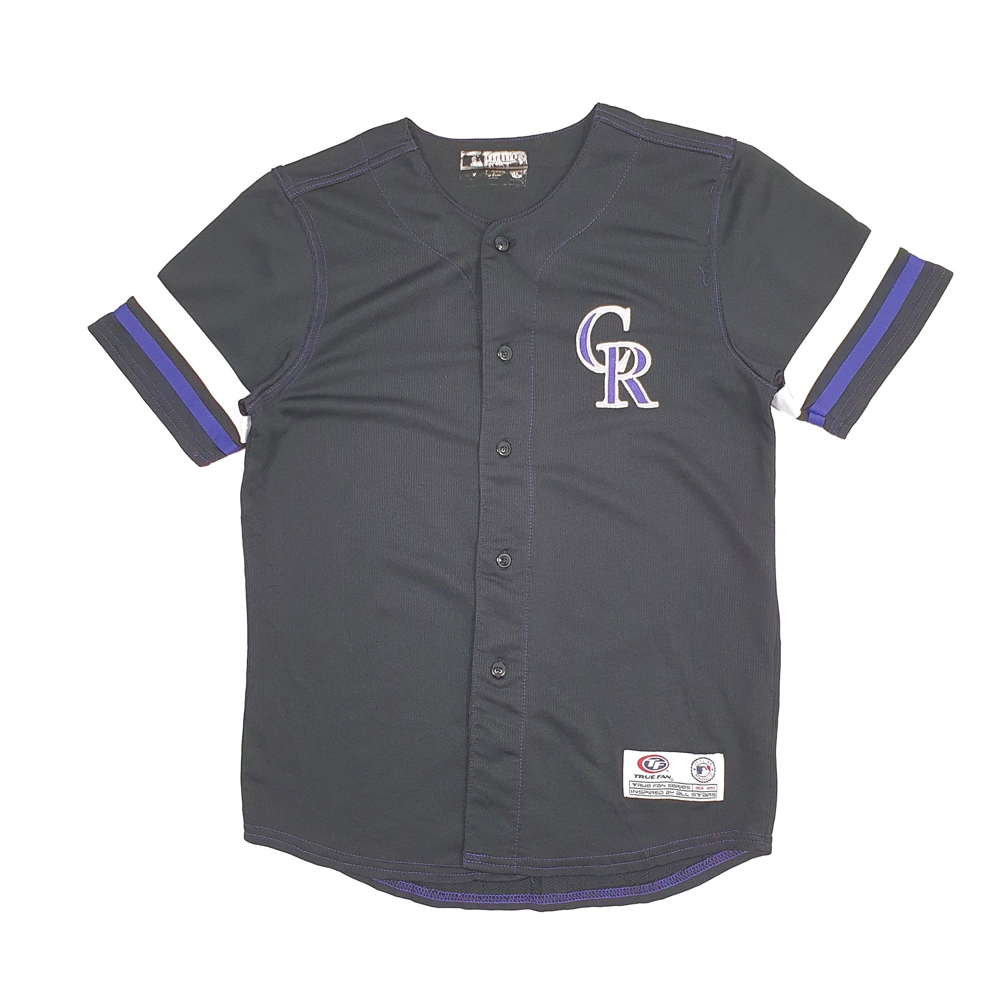 Mens Black True Fan MLB Baseball Jersey Colorado Rockies Short Sleeve T Shirt