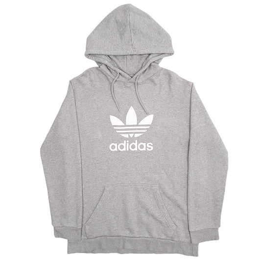 Mens Grey Adidas Spellout Hoodie Jumper