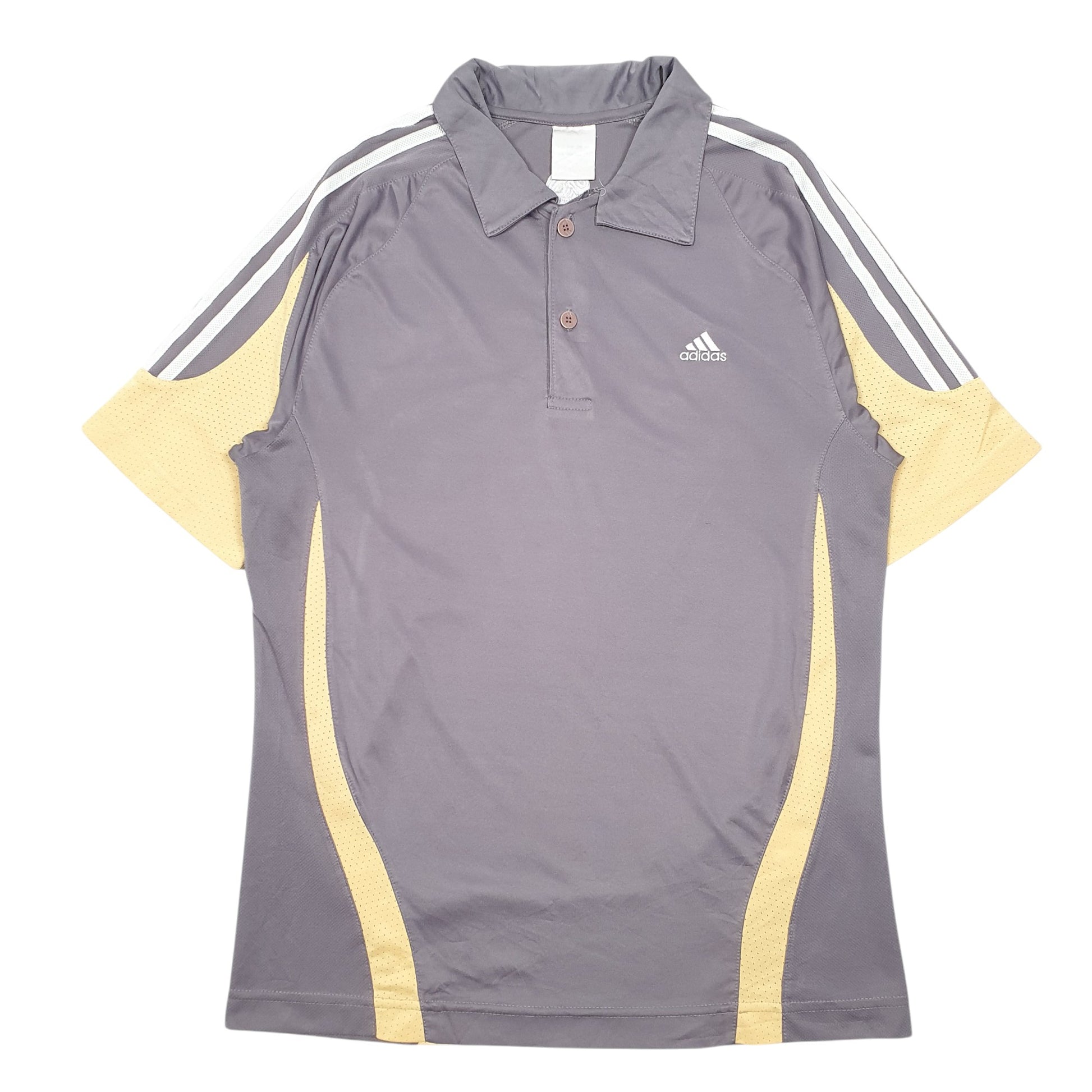 Mens Grey Adidas Active Workout Gym Short Sleeve Polo Shirt
