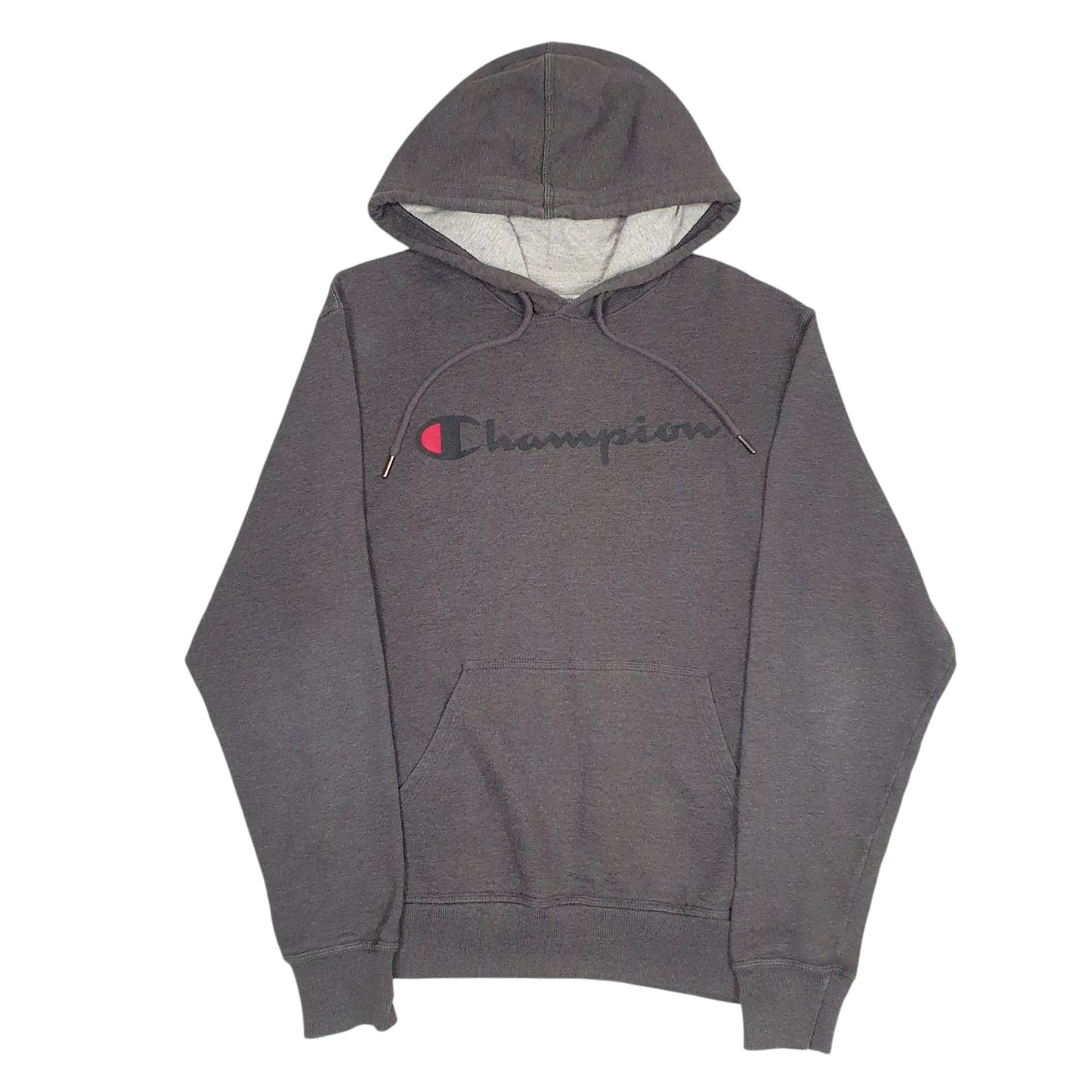 Mens Grey Champion Spellout Hoodie Jumper