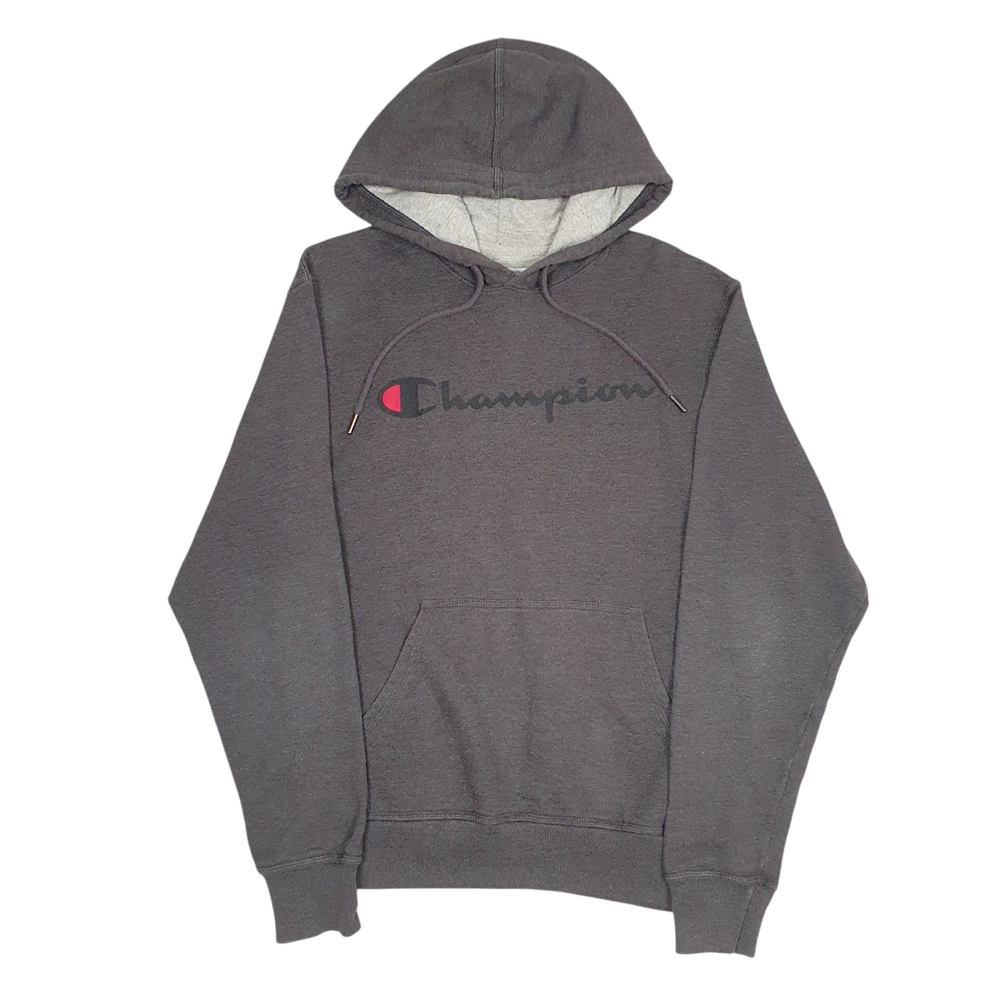 Mens Grey Champion Spellout Hoodie Jumper