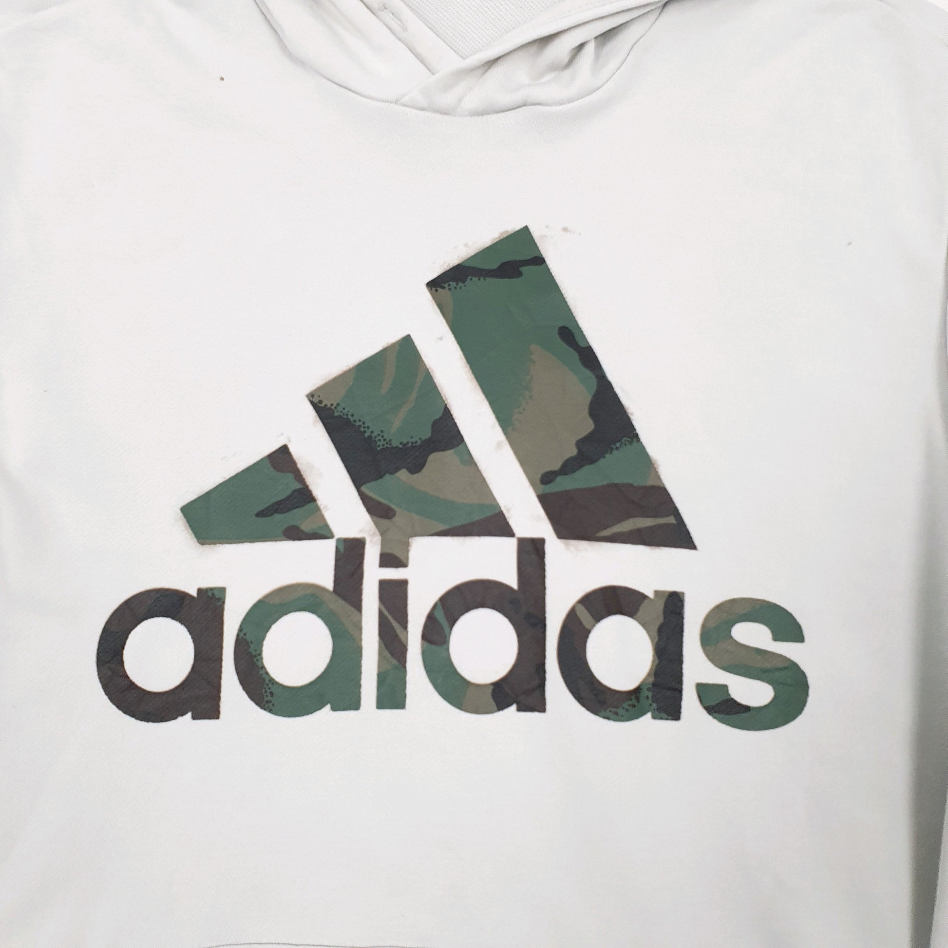 Mens Grey Adidas Spellout Hoodie Jumper