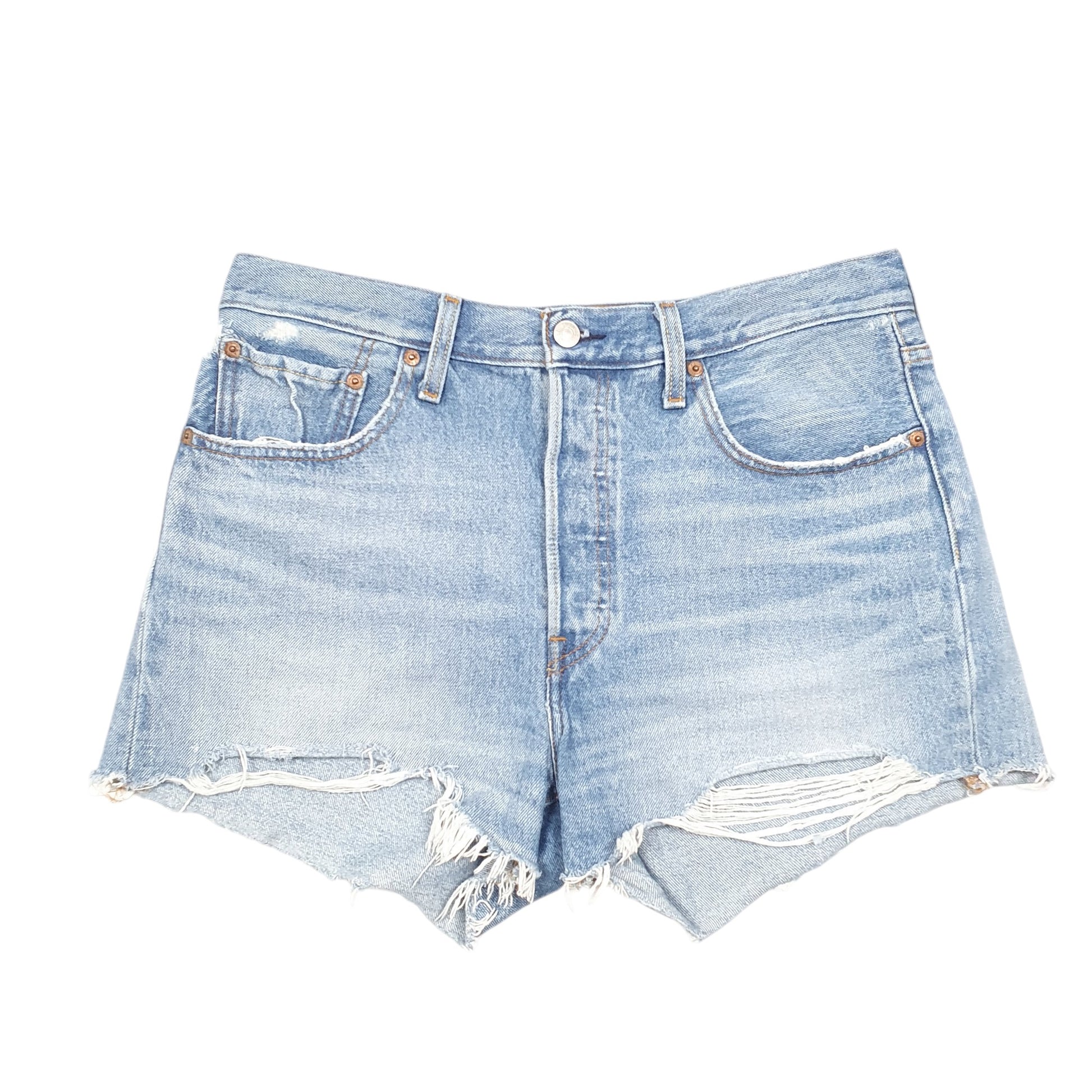 Womens Levis Blue Denim 501 Jorts Hot Pants Distressed Shorts