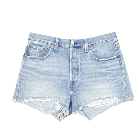 Womens Blue Levis 501 Jorts Hot Pants Distressed Denim Shorts