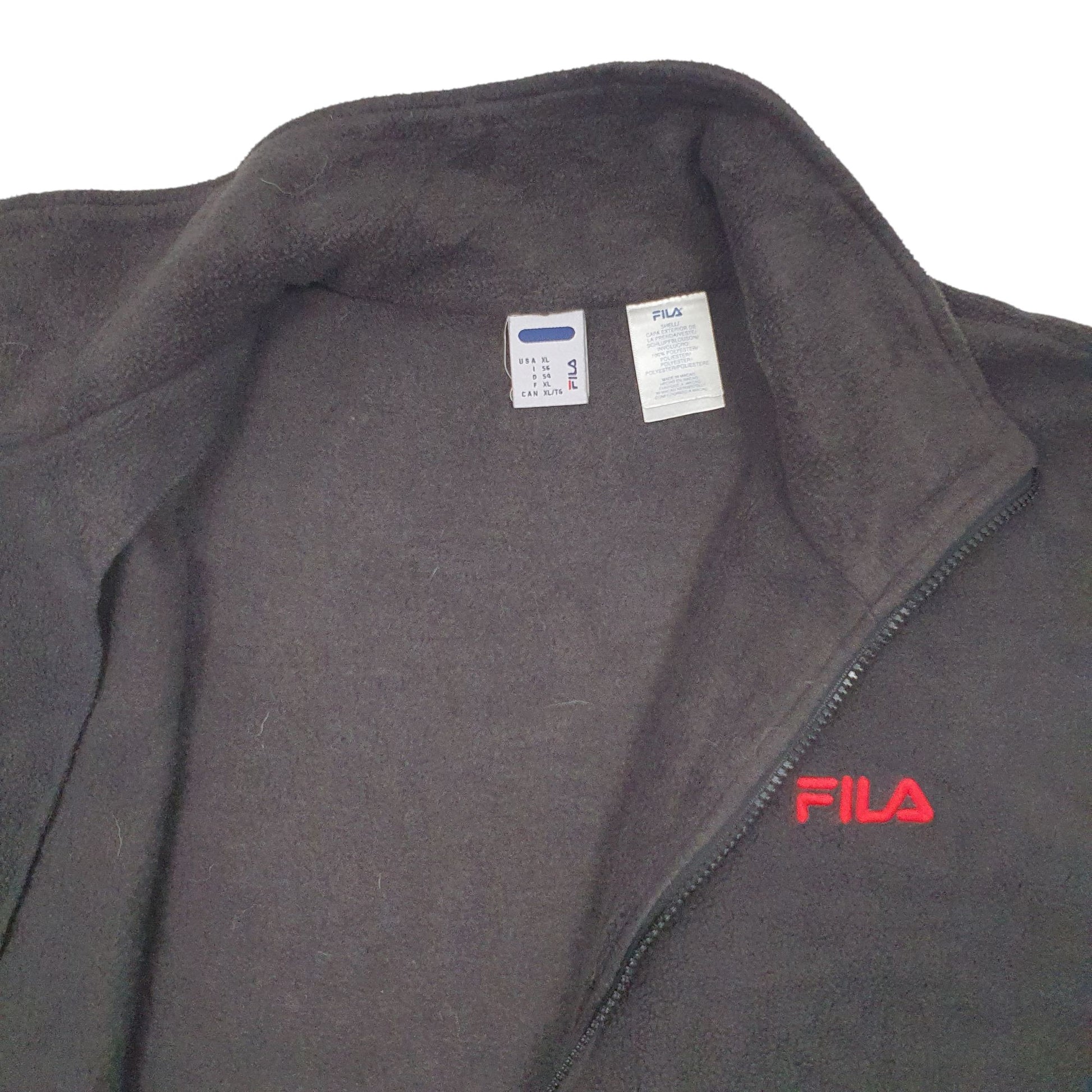 Mens Black Fila  Full Zip Jumper