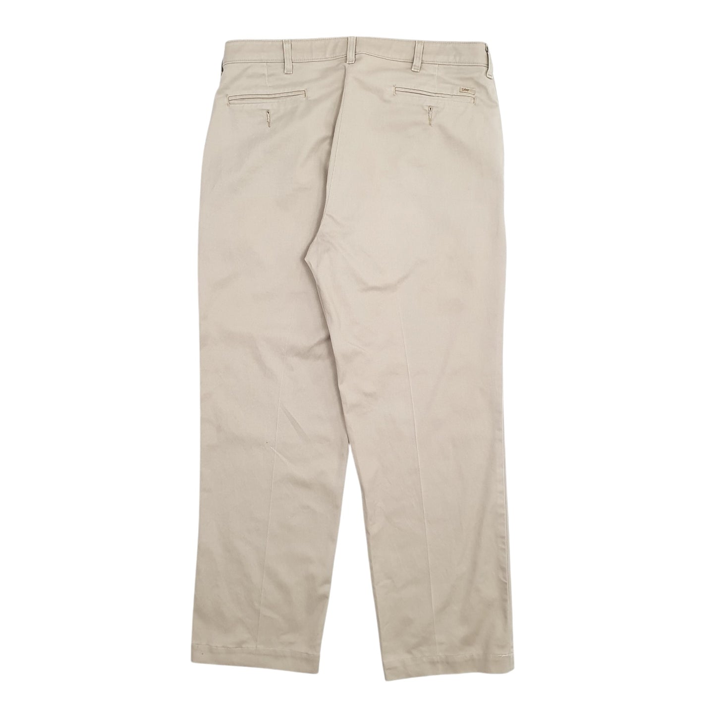 Mens Beige Lee Double Pleated Chino Trousers