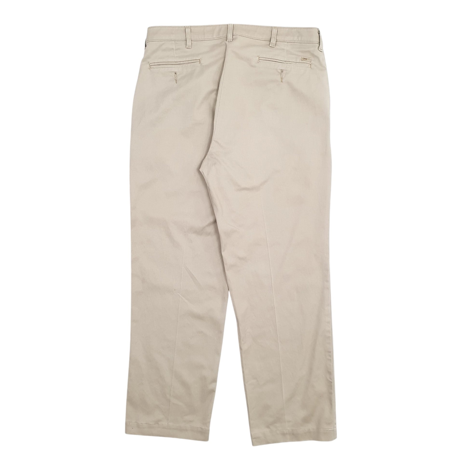 Mens Beige Lee Double Pleated Chino Trousers
