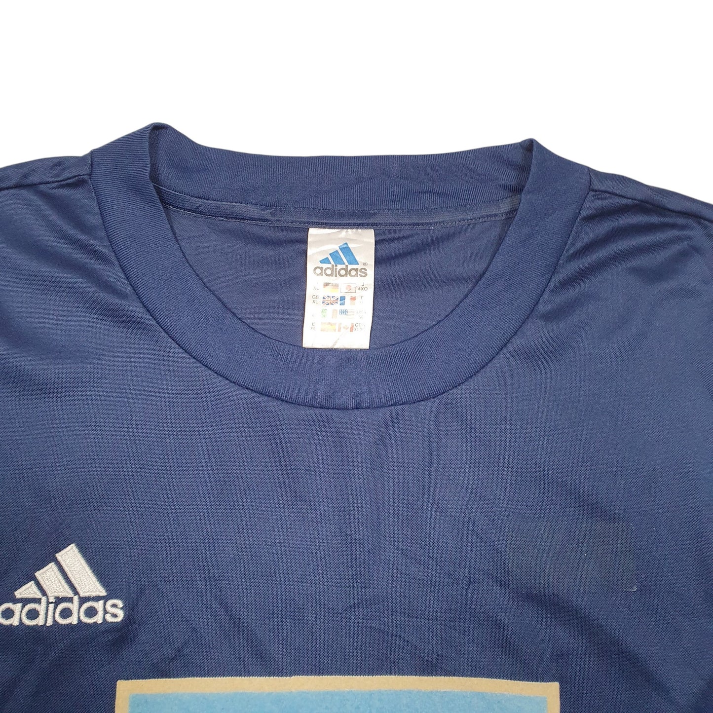 Mens Navy Adidas Vintage Climalite Volksbank 3 Short Sleeve T Shirt