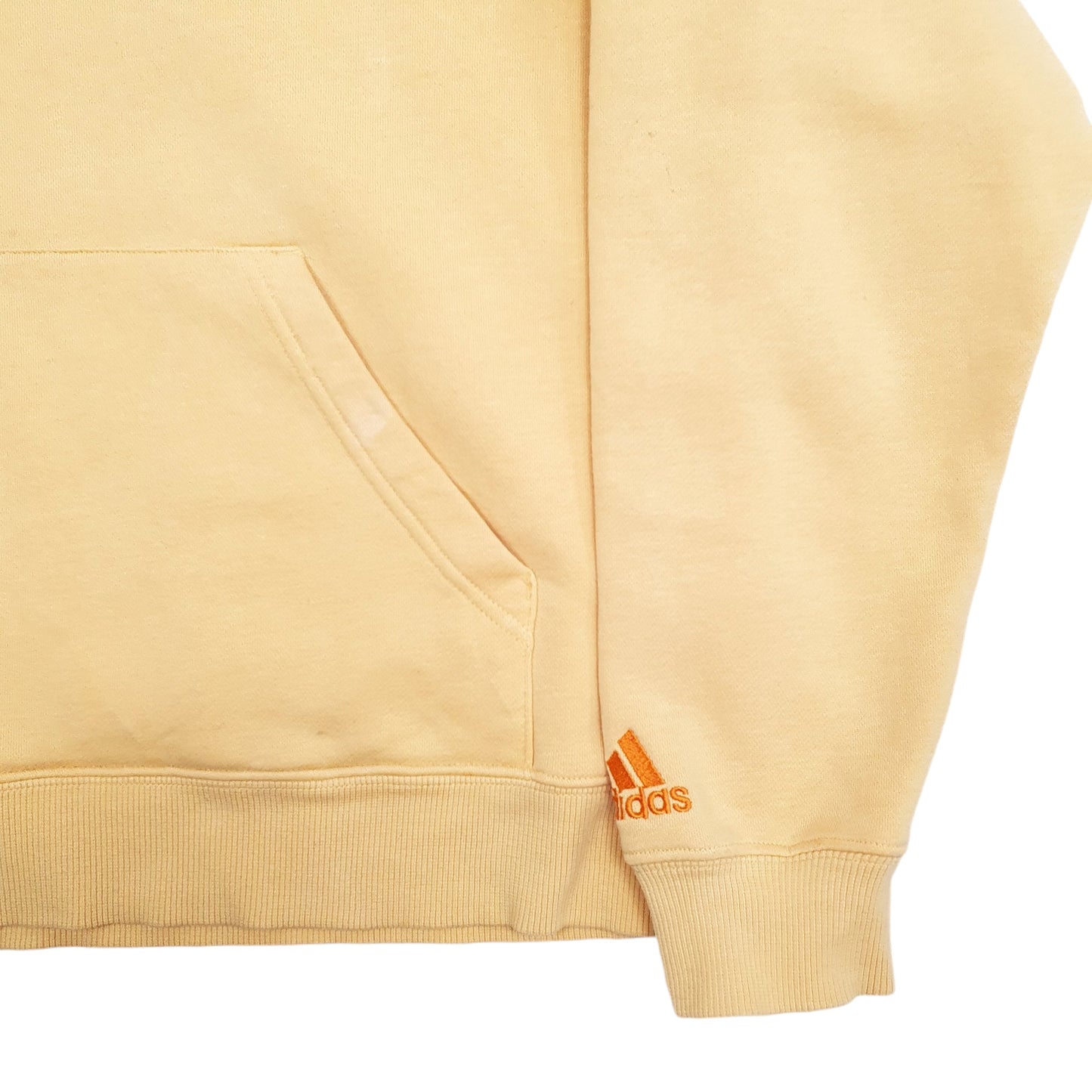 Womens Yellow Adidas Spellout Hoodie Jumper