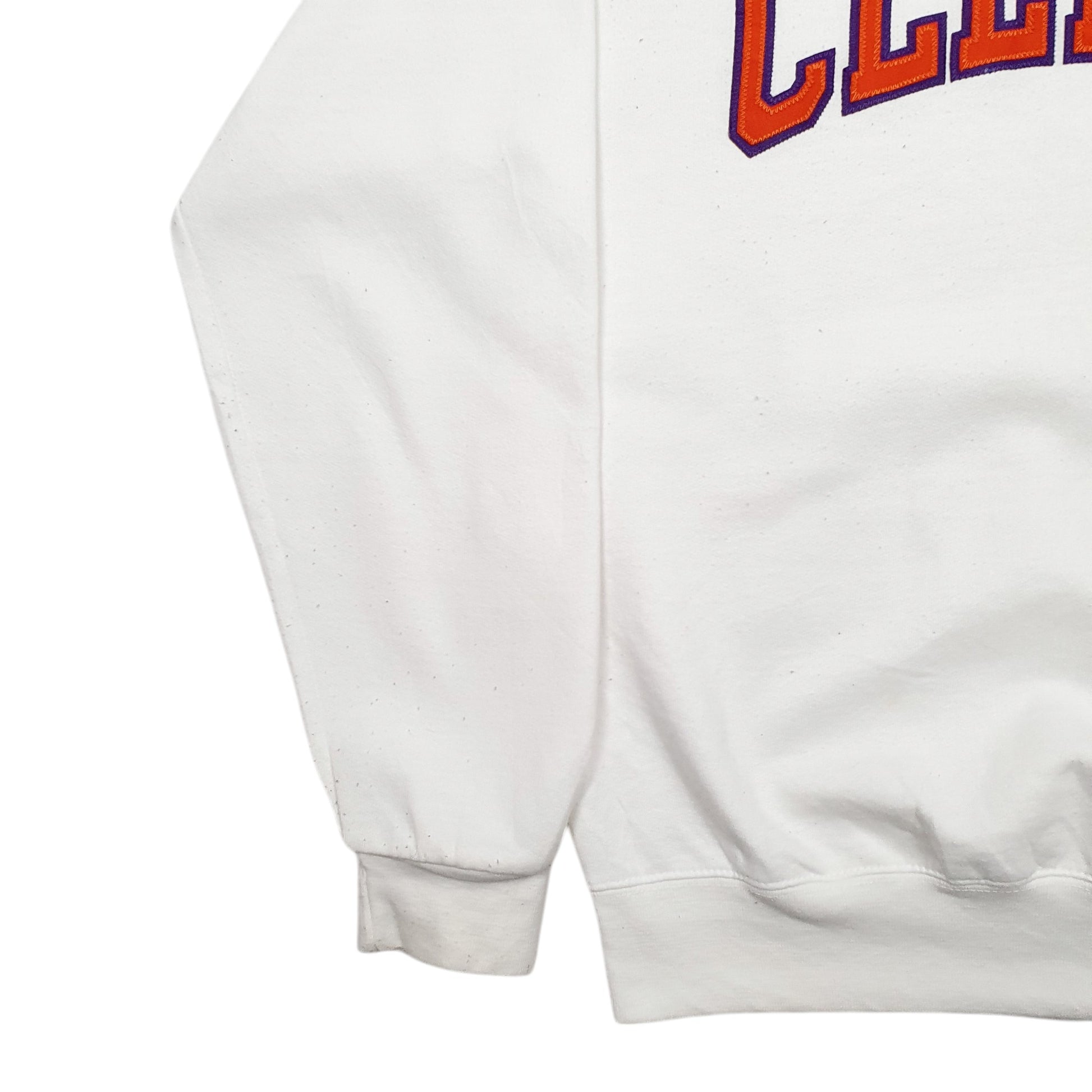 Mens White Champion Clemson Spellout Crewneck Jumper