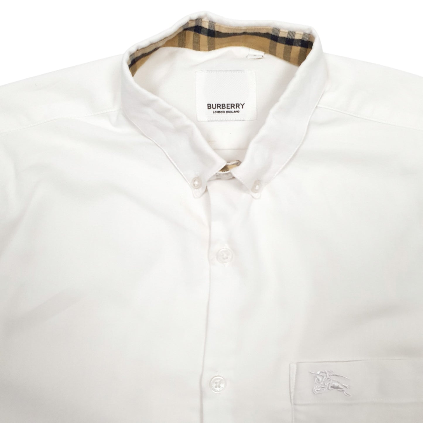 Mens White Burberry  Long Sleeve Shirt