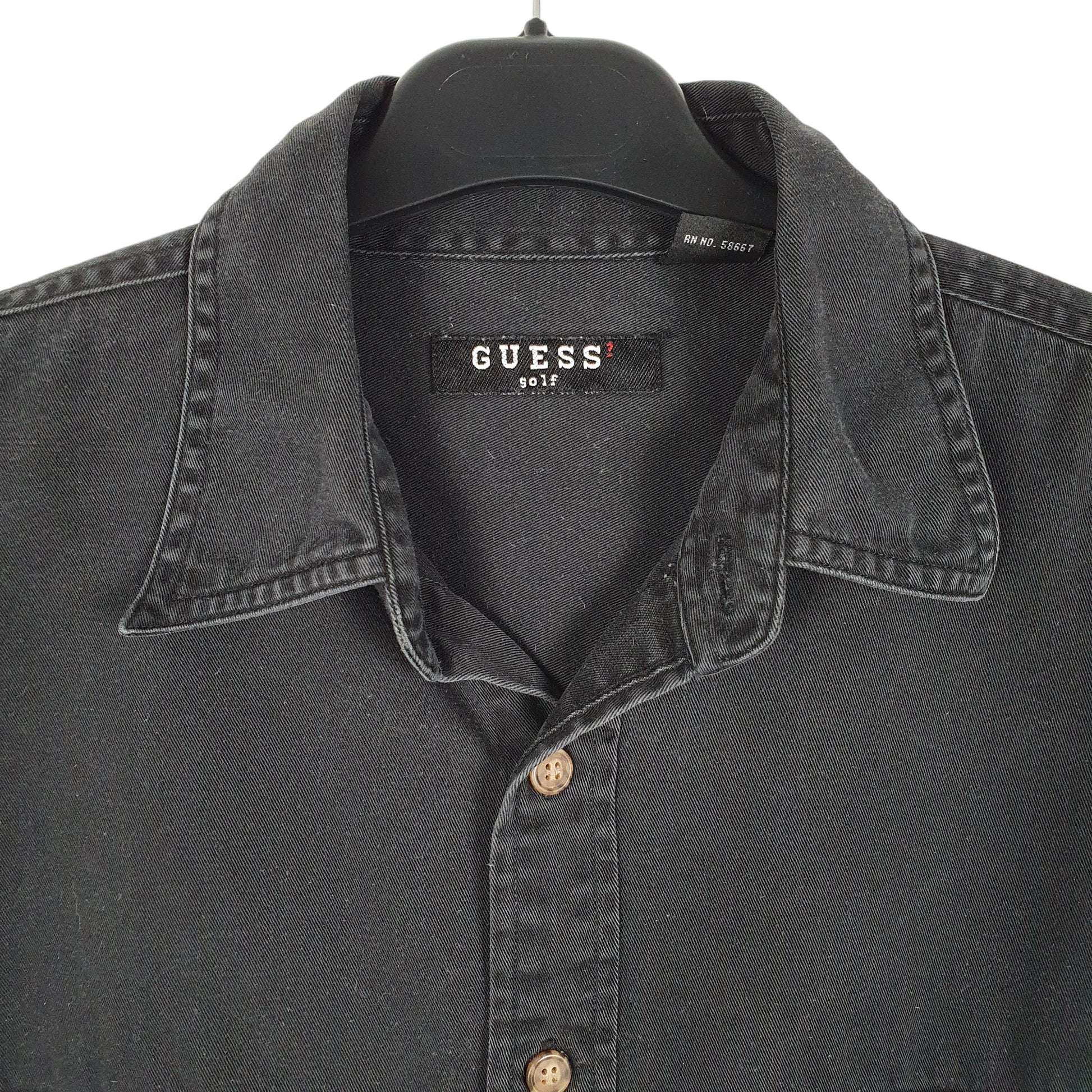 Mens Black Guess Golf Heavy Overshirt Shacket Long Sleeve Shirt