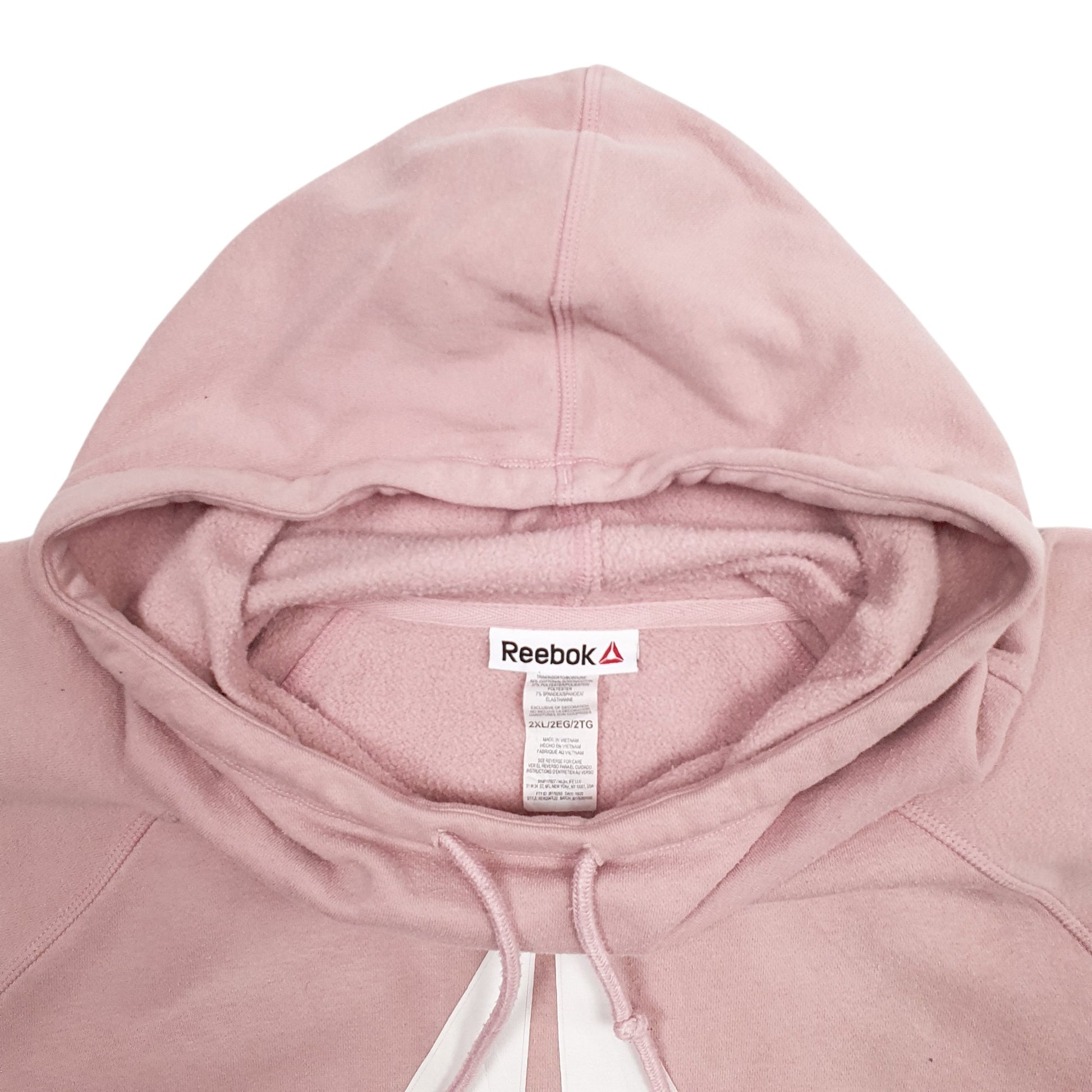 Womens Pink Reebok Spellout Hoodie Jumper
