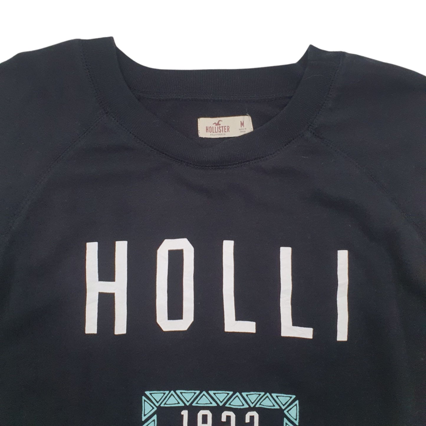Mens Black Hollister Spellout Crewneck Jumper