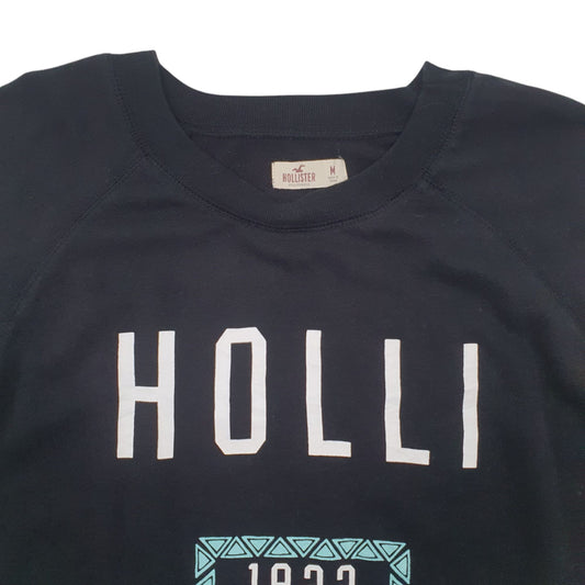 Mens Black Hollister Spellout Crewneck Jumper