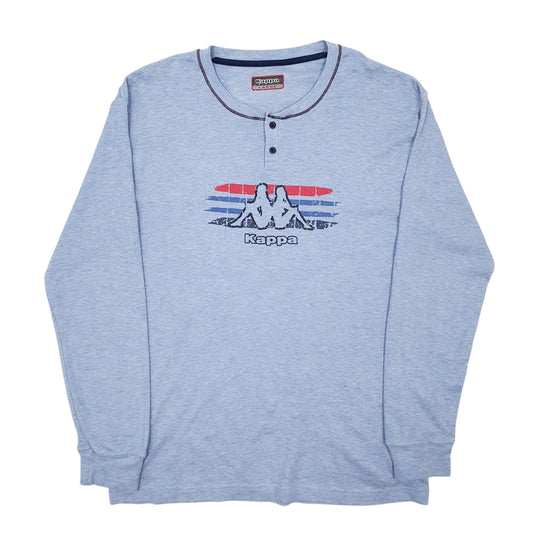 Mens Blue Kappa Henley Long Sleeve T Shirt
