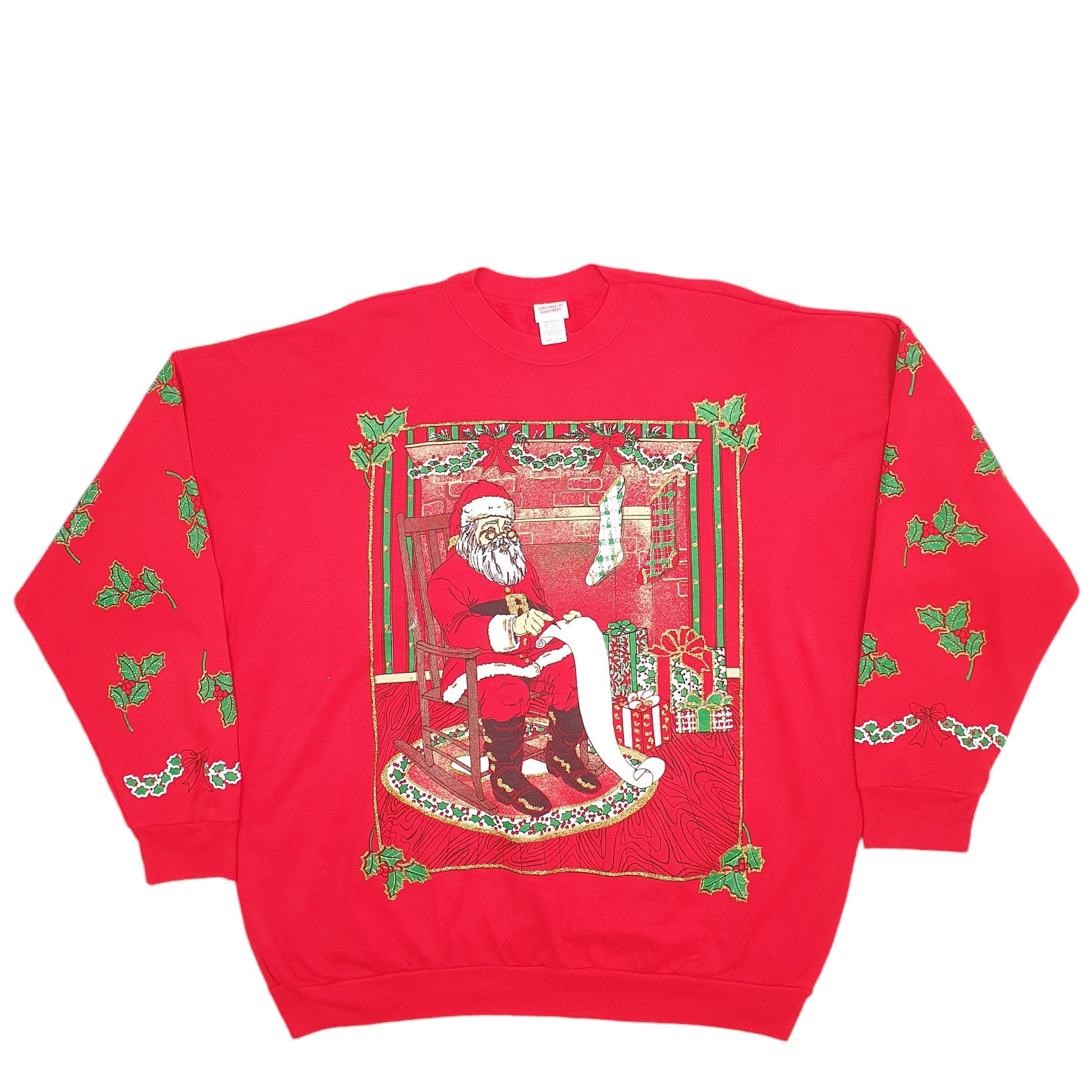 Womens Red Christmas On Mainstreet Santander Christmas Festive Made In USA Crewneck Jumper