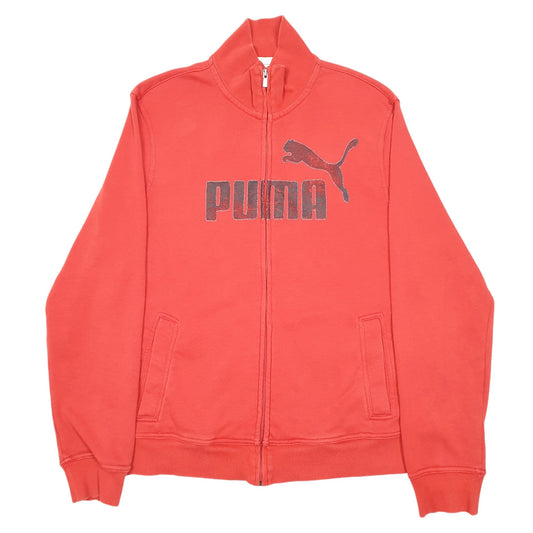 Mens Red Puma Spellout Full Zip Jumper