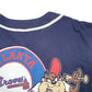 Mens Navy Sun 90s 1996 MLB Baseball Jersey Atlanta Braves Looney Toons Bugs Bunny Vintage Short Sleeve T Shirt