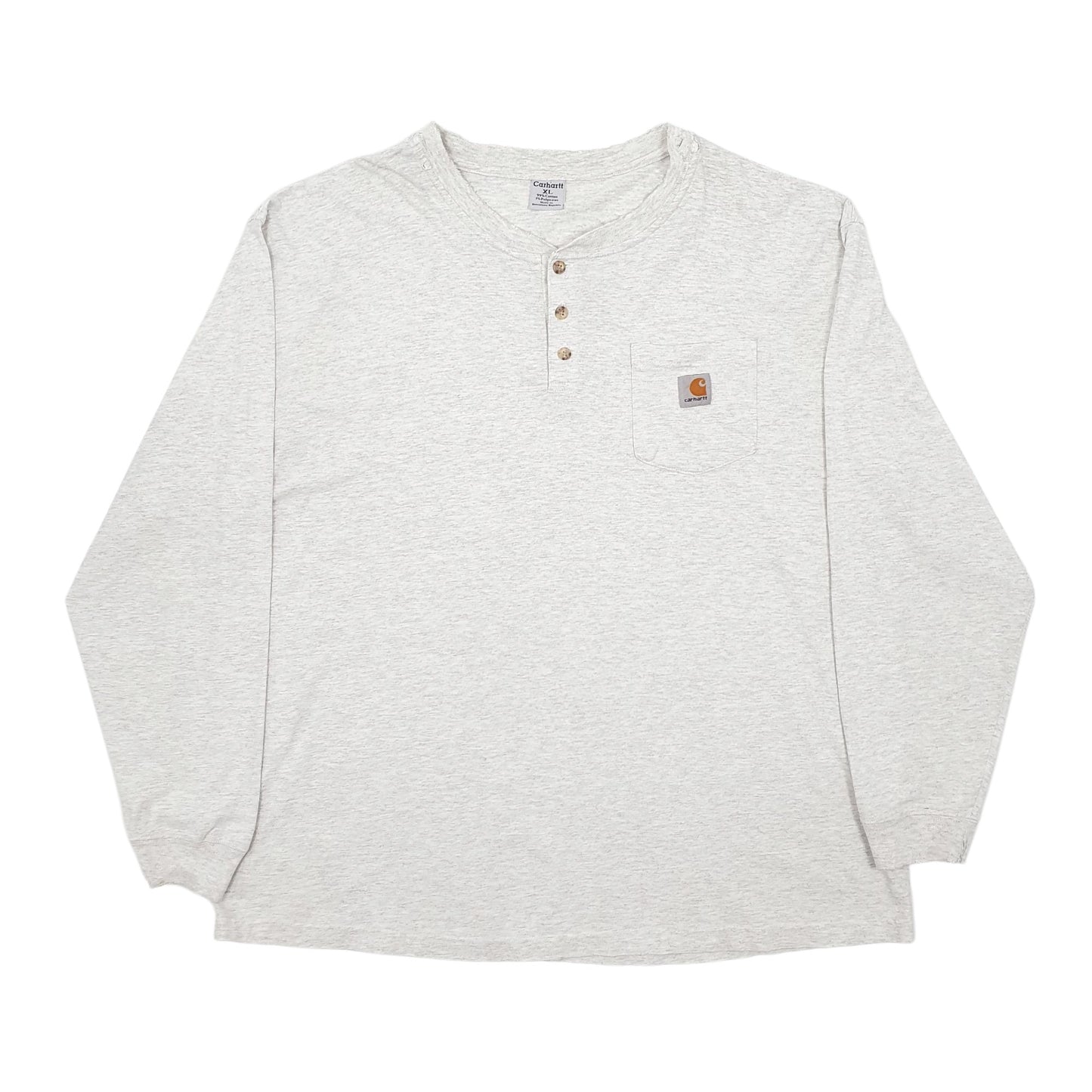 Mens Grey Carhartt Vinatge 00s Henley Long Sleeve T Shirt