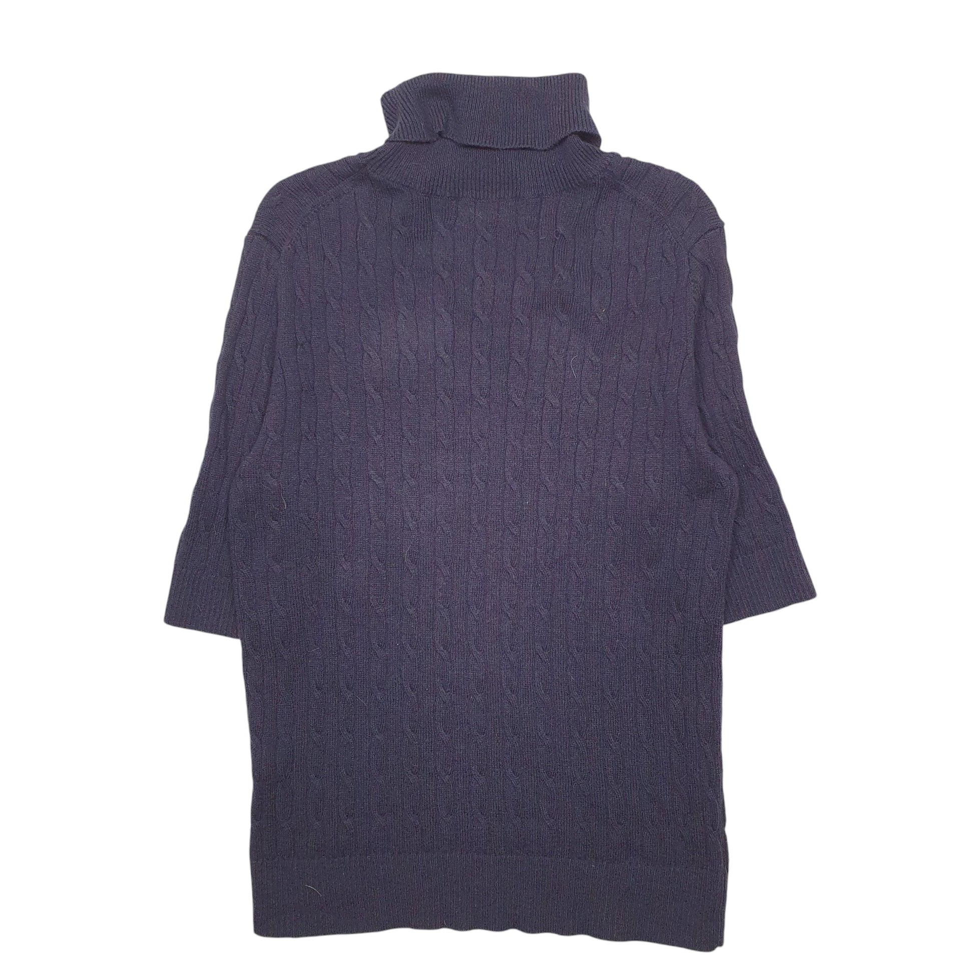 Womens Navy Lands End Roll Neck Crewneck Jumper