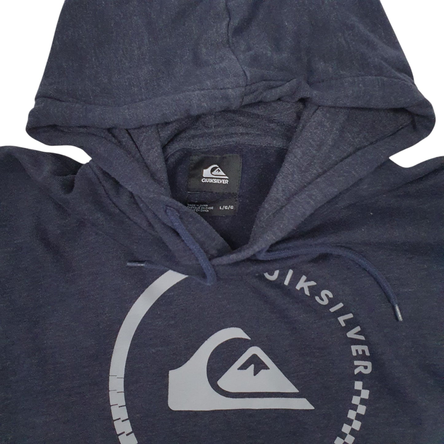 Mens Navy Quicksilver Spellout Hoodie Jumper