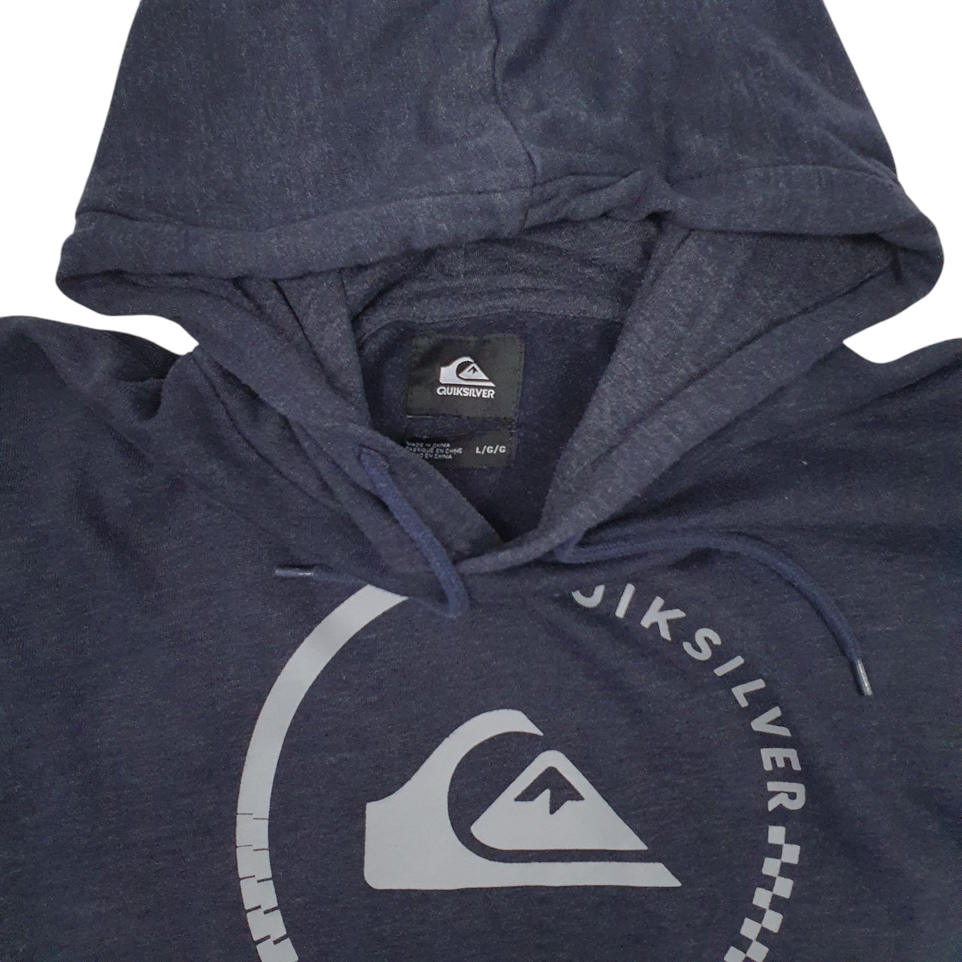 Mens Navy Quicksilver Spellout Hoodie Jumper