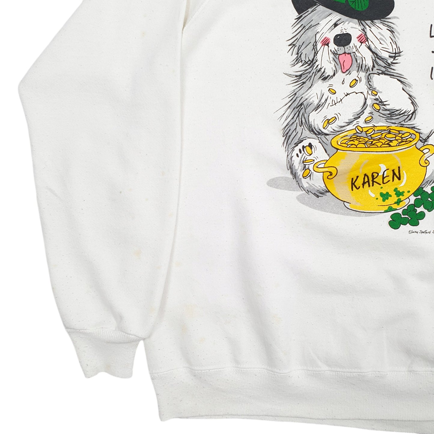 Mens White Hanes Irish Karen Vintage 90's Crewneck Jumper