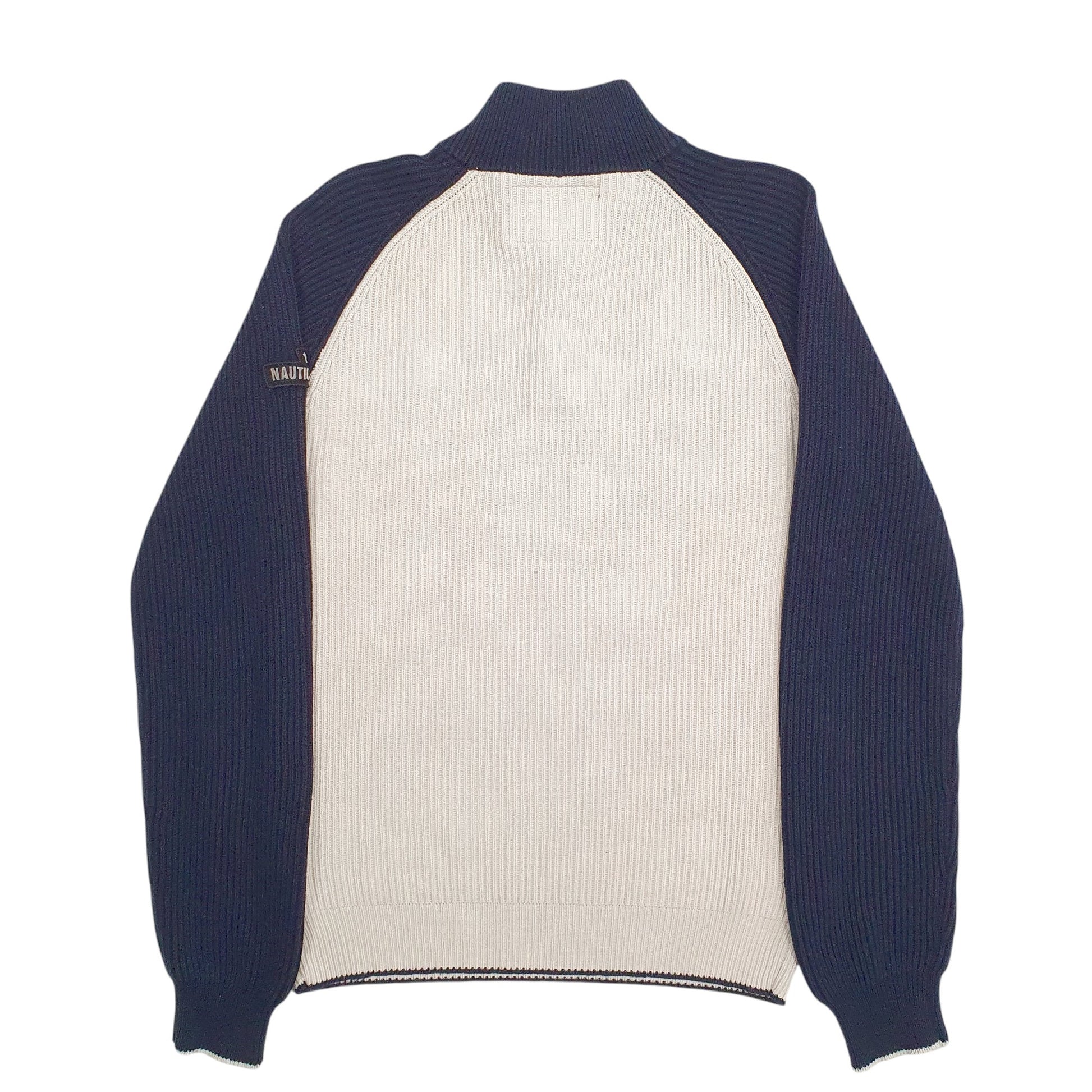 Mens Cream Nautica Knit Quarter Zip Jumper