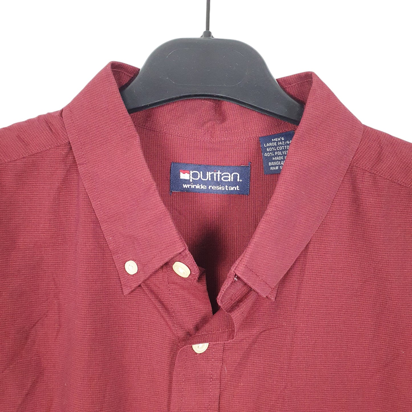 Mens Burgundy Puritan  Long Sleeve Shirt