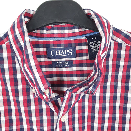 Mens Red Chaps Stretch Long Sleeve Shirt