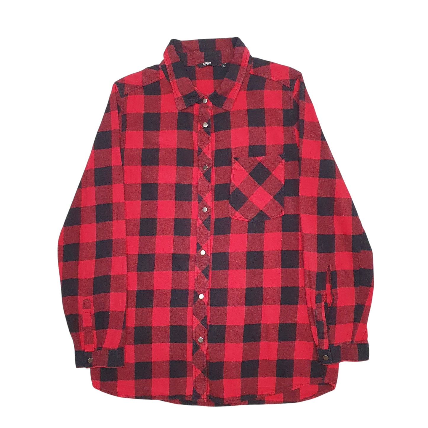 Mens Red Cool Cat  Long Sleeve Shirt