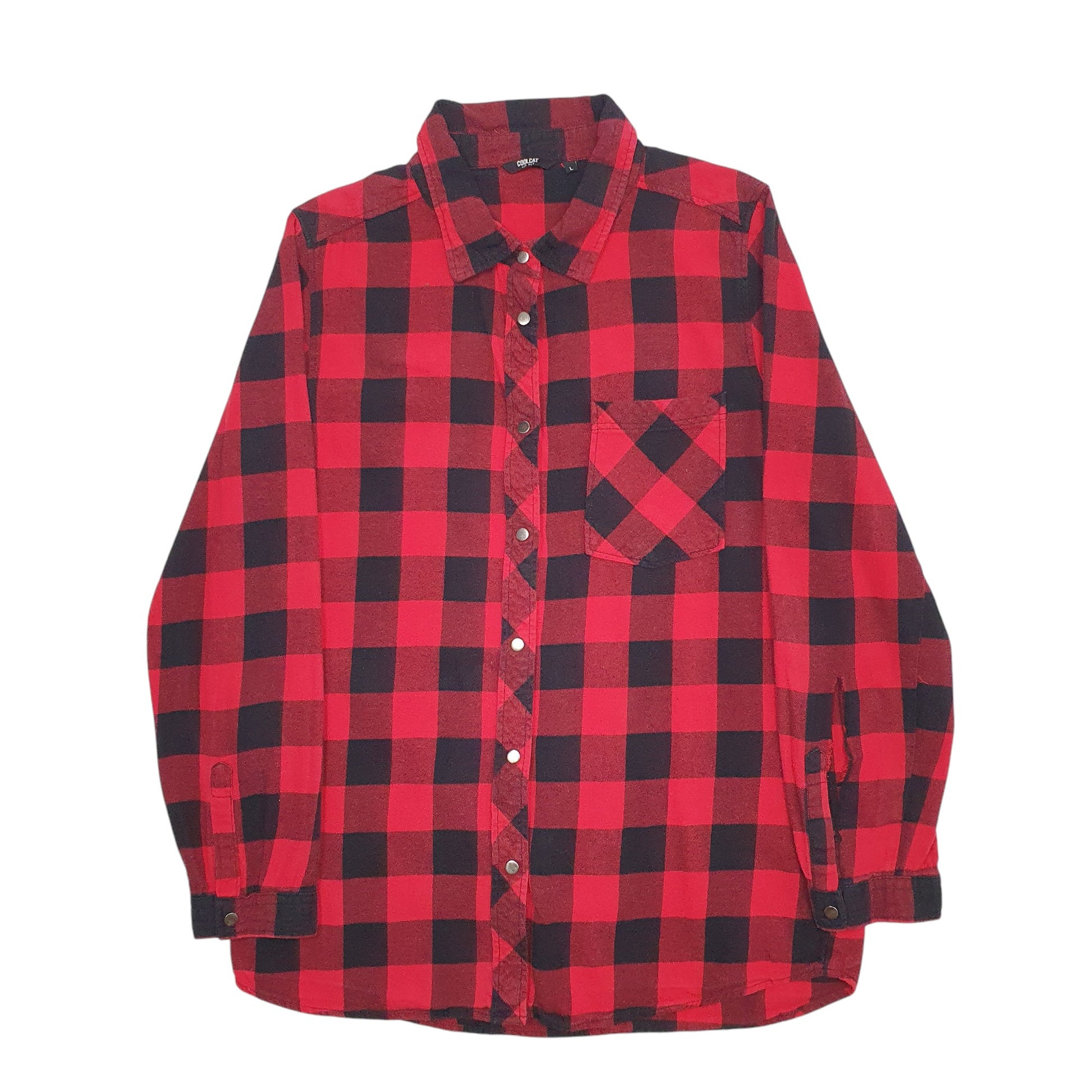 Mens Red Cool Cat  Long Sleeve Shirt