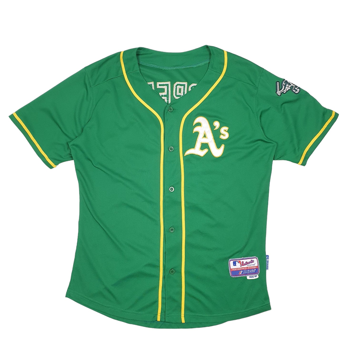 Mens Green Majestic MLB Baseball Jersey Oakland Athletics USA Short Sleeve T Shirt
