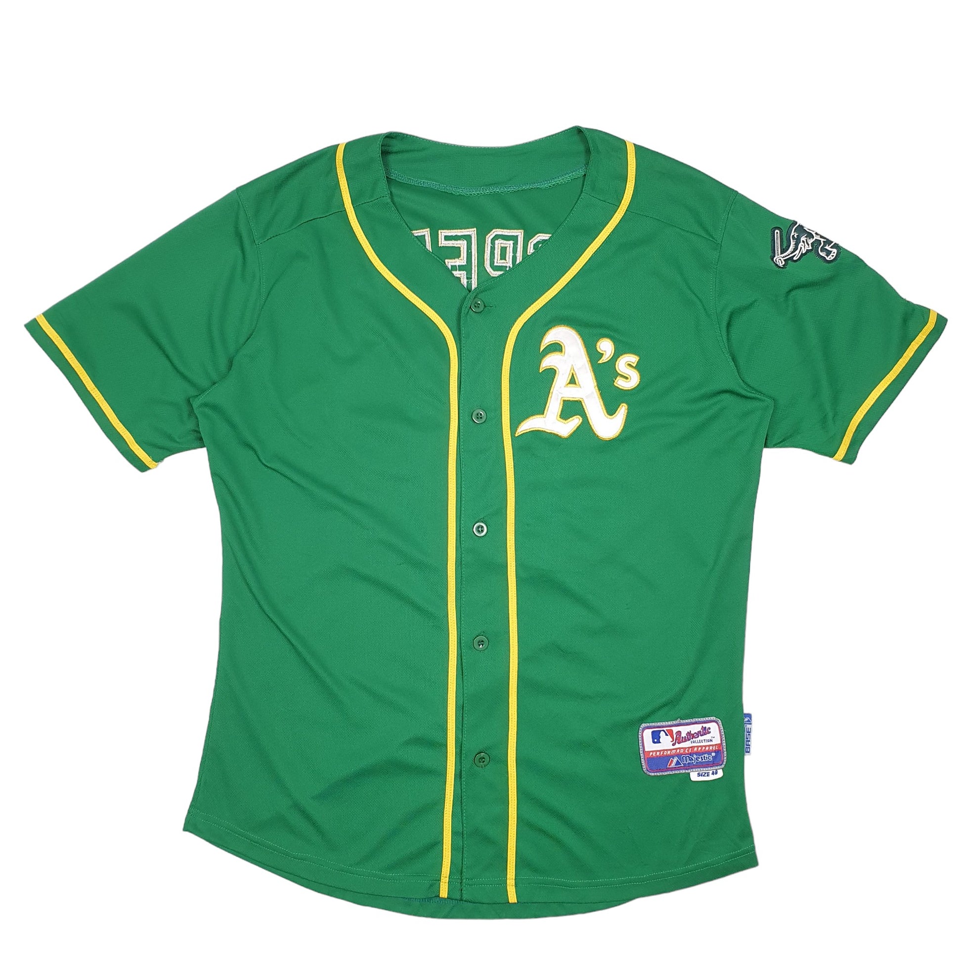 Mens Green Majestic MLB Baseball Jersey Oakland Athletics USA Short Sleeve T Shirt