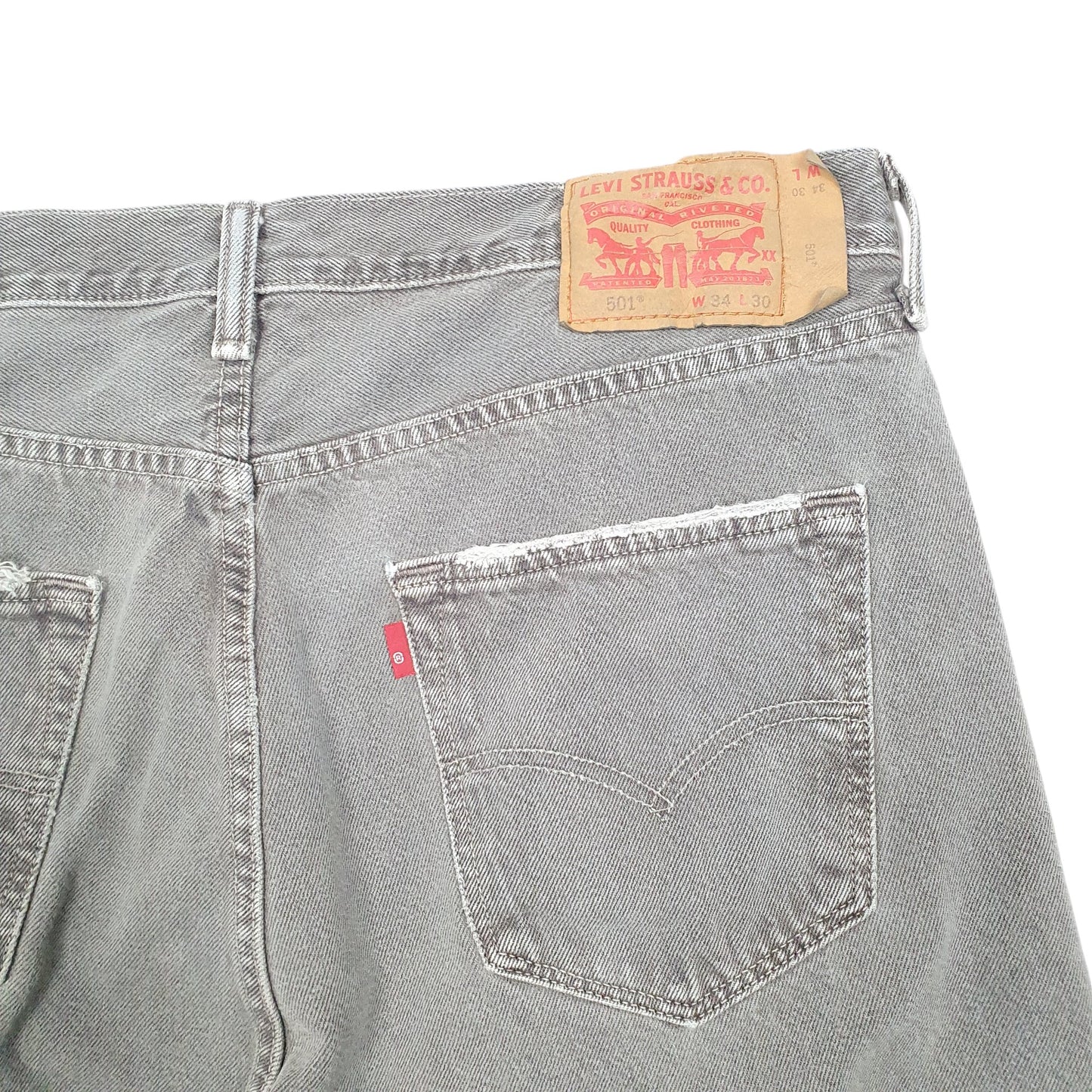Mens Grey Levis 501 Jorts Denim Shorts