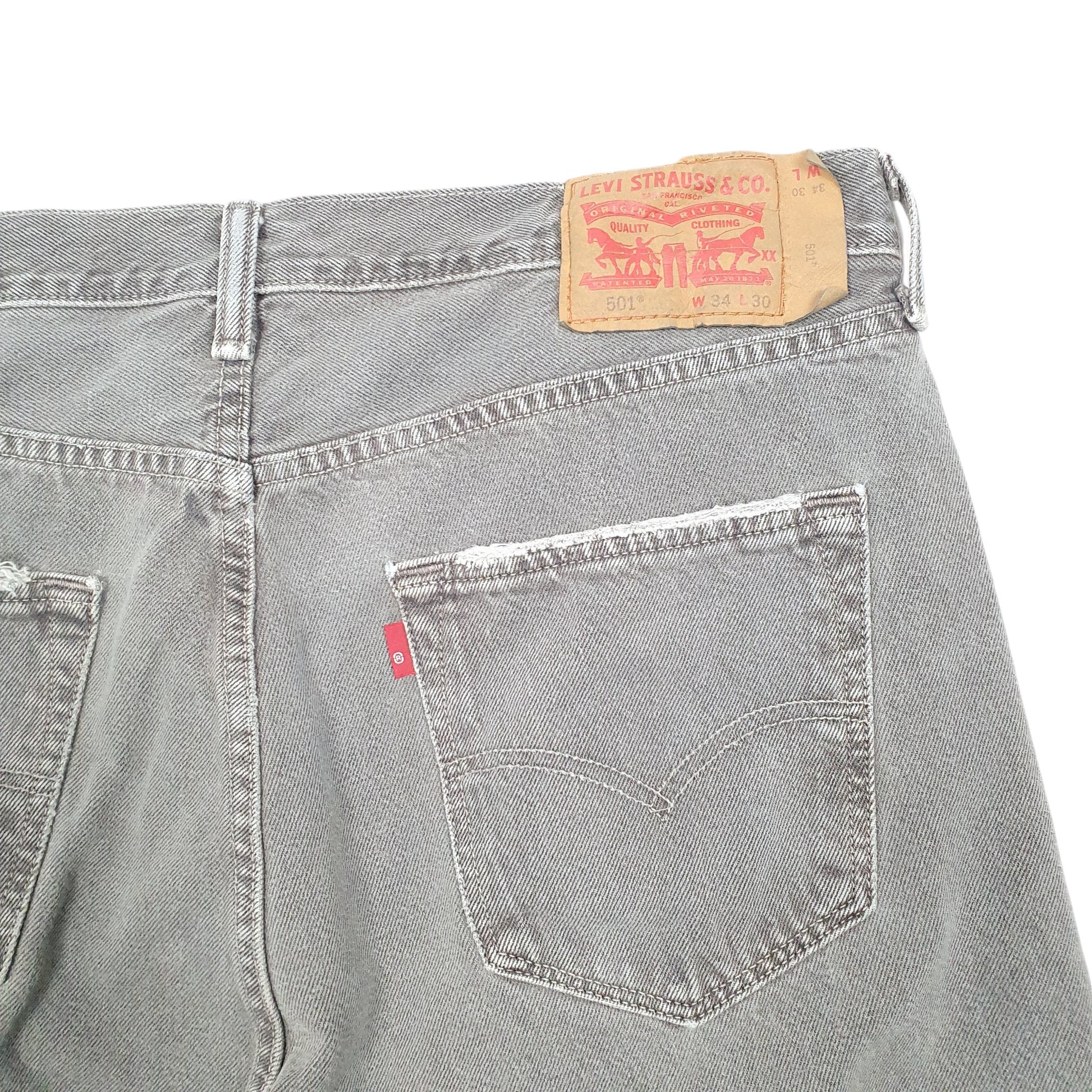 Mens Grey Levis 501 Jorts Denim Shorts