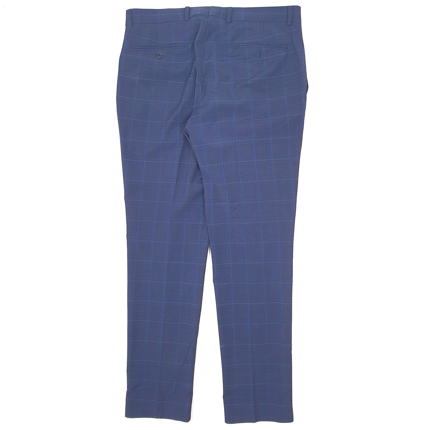 Mens Navy Moss Bros Check Formal Trousers
