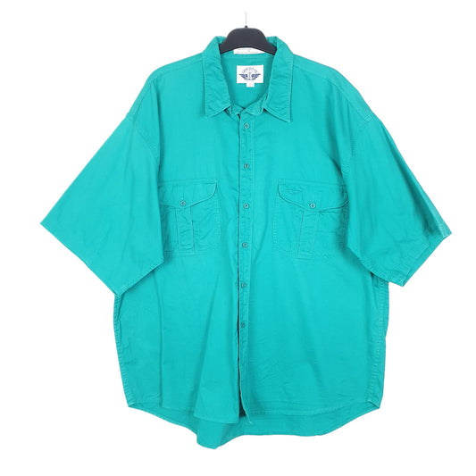 Mens Green Dockers Workwear Short Sleeve Shirt