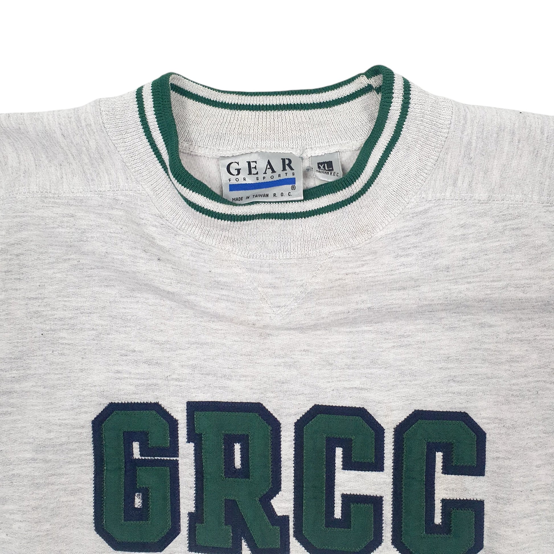 Mens Grey Gear for Sports Vintage 1990s Grand Rapids USA College Crewneck Jumper