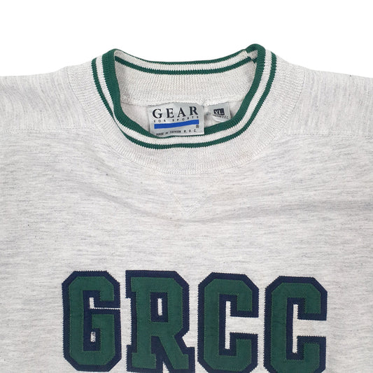Mens Grey Gear for Sports Vintage 1990s Grand Rapids USA College Crewneck Jumper